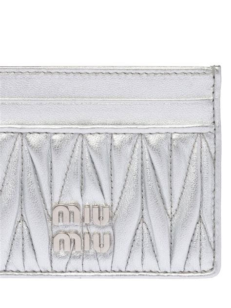 miu miu matelasse card holder|Silver Matelassé Nappa Leather Card Holder .